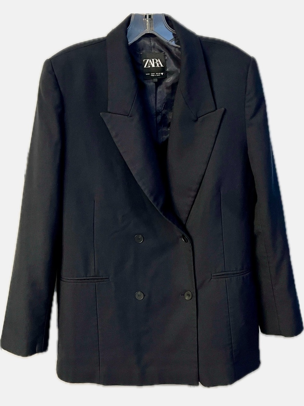 ZARA dark navy blazer size M double breasted buttons